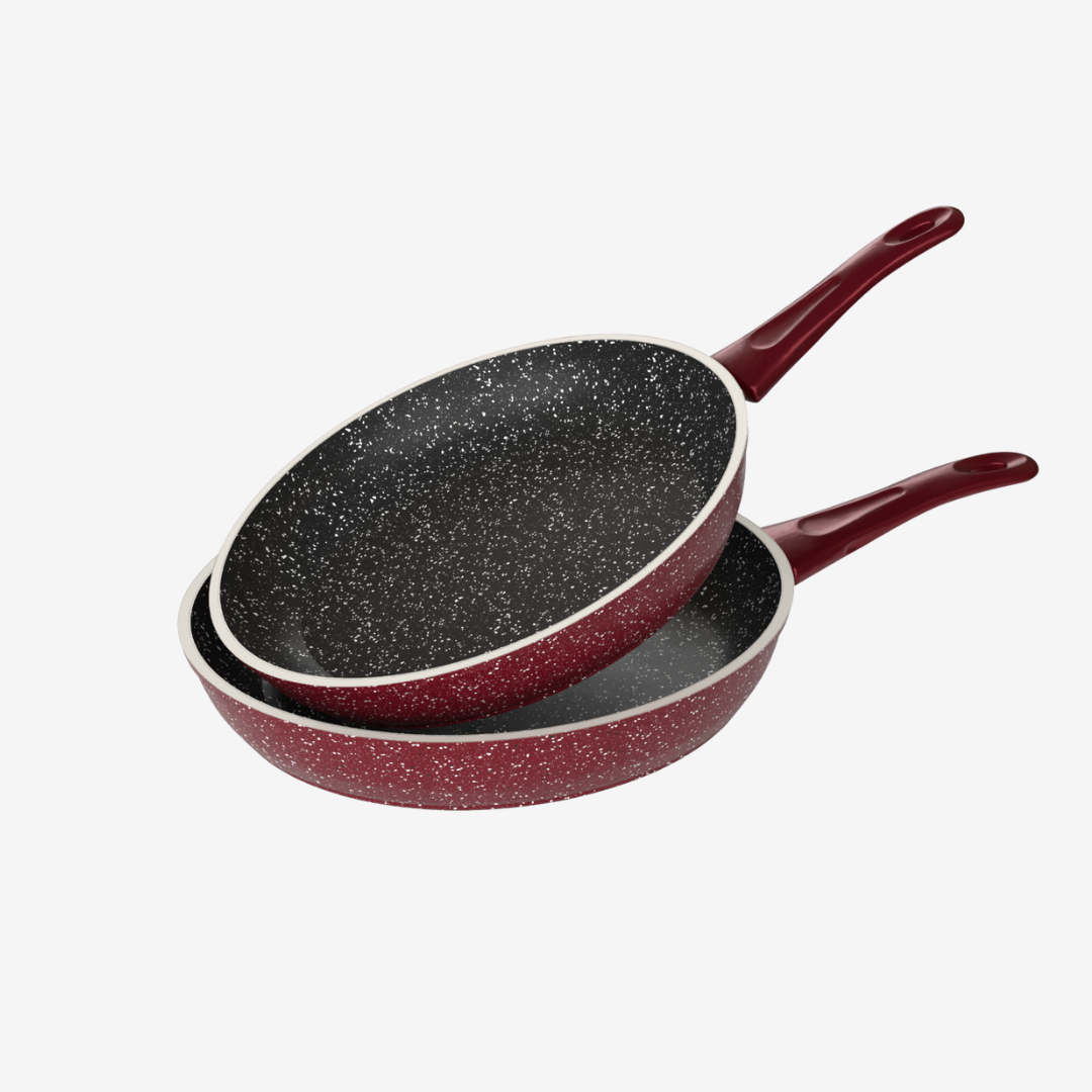 طقم مقلاية جرانيت احمر 2 قطعه - بريميوم سٌمك  5 مم