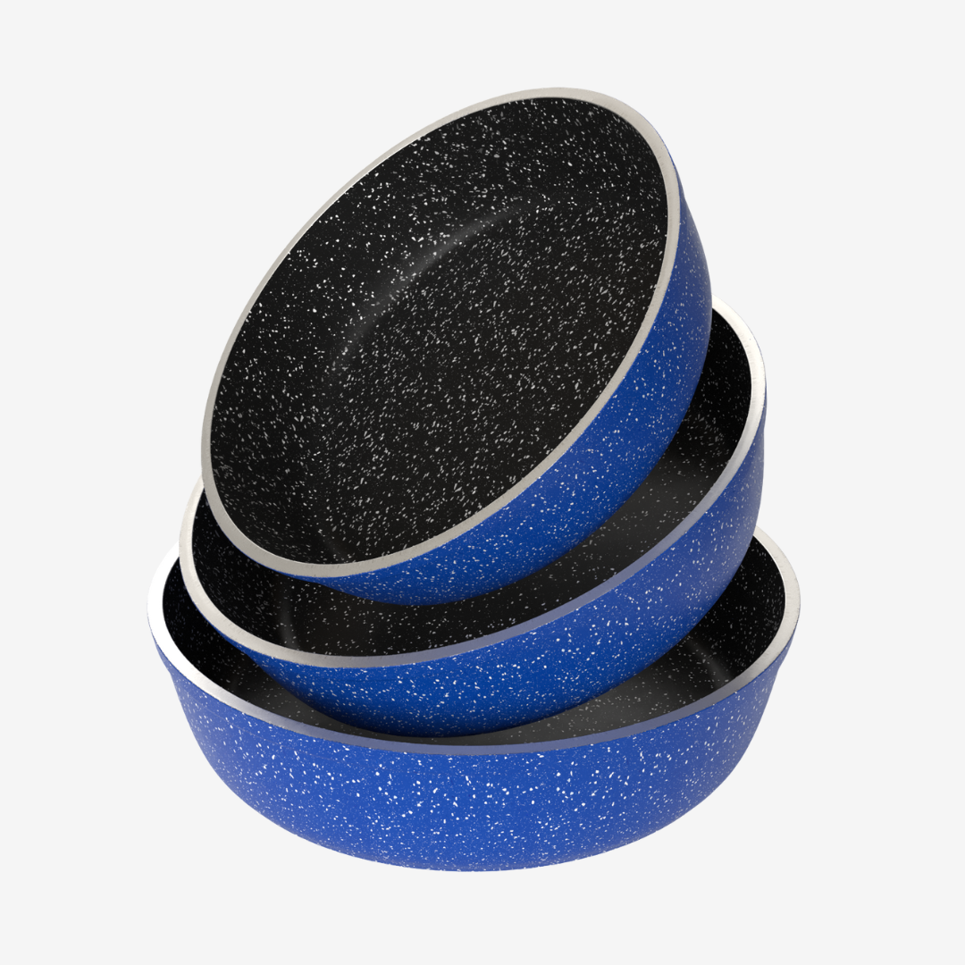 طقم صينية جرانيت ازرق 3 قطع - بريميوم سٌمك  5 مم