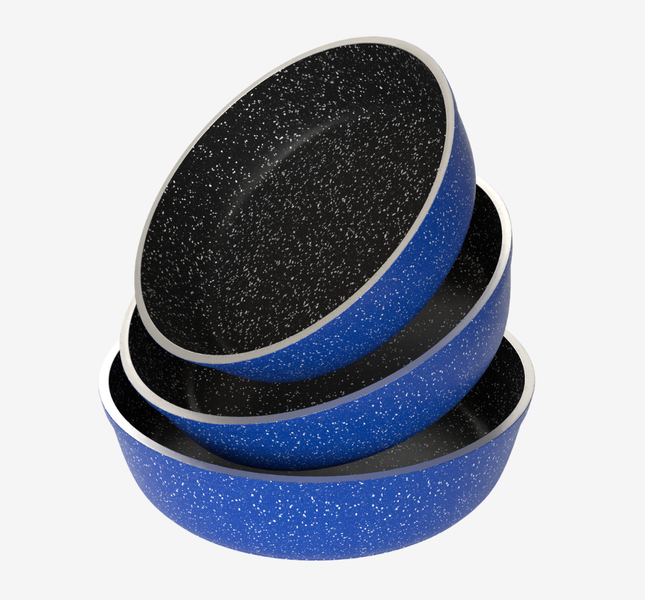 طقم صينية جرانيت ازرق 3 قطع