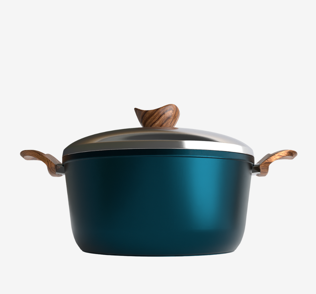 حله تيفال لون تركواز بمقبض خشبي مقاسات - بريميوم سٌمك  5 مم