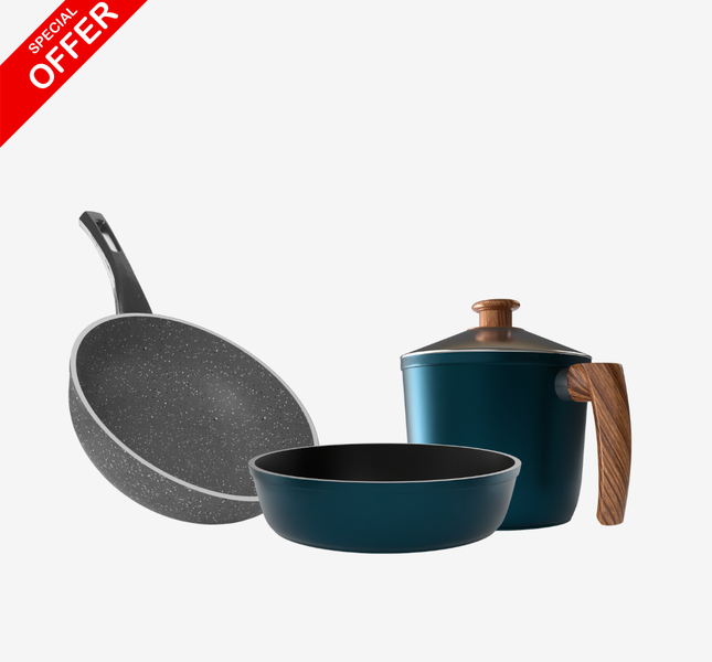 لبانة جرانيت 16 سم + صينية جرانيت 28 سم + ووك جرانيت – بريميوم سُمك 5 مم | اللون حسب المتوفر