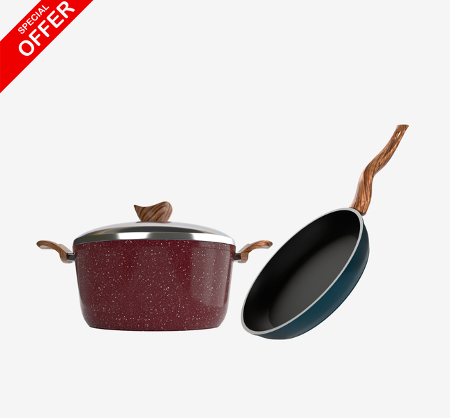 مقلاية جرانيت 24 سم + حلة جرانيت 24 سم – بريميوم سُمك 5 مم | حسب اللون المتوفر