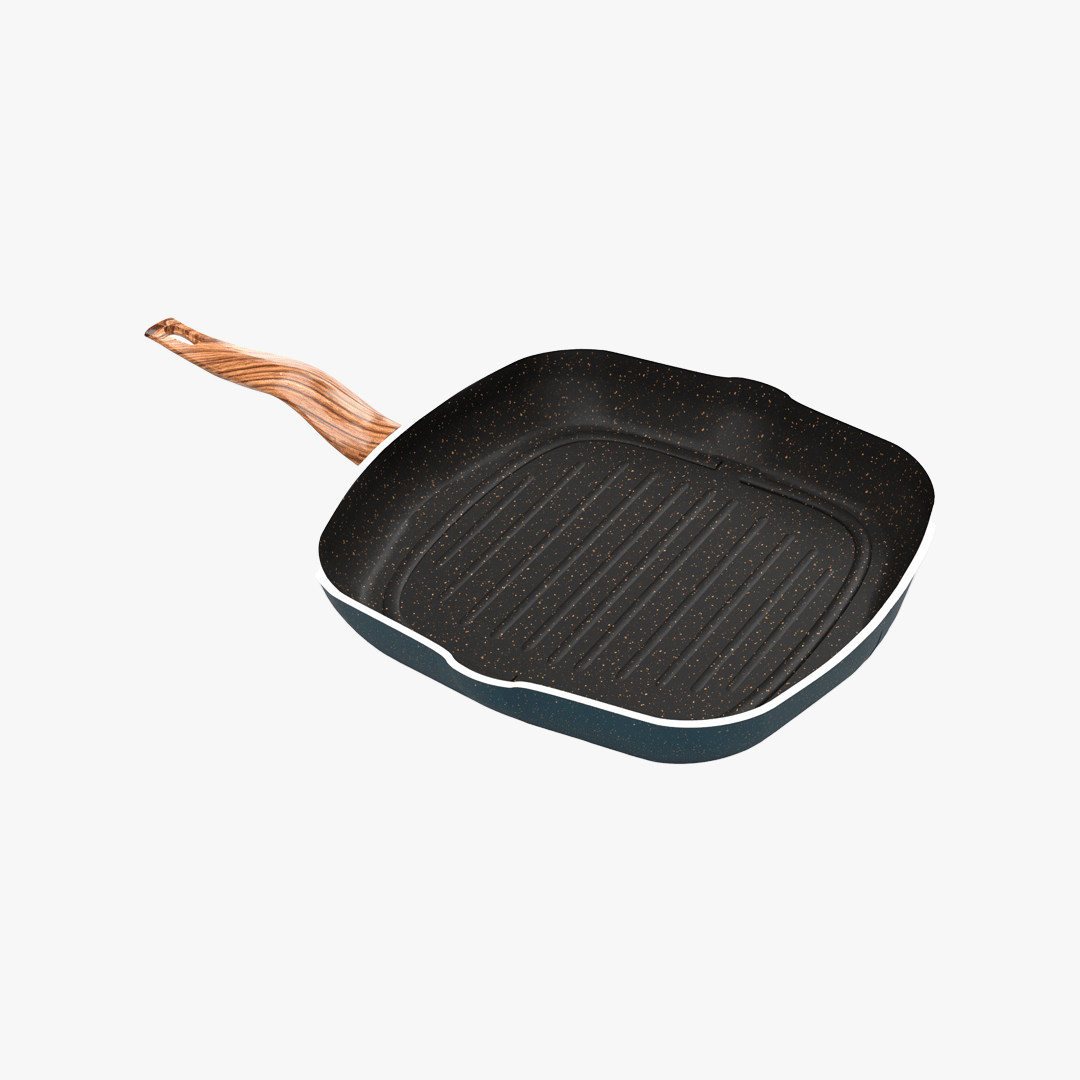 جريل جرانيت لون تركواز مقاس 28  بمقبض خشبي - بريميوم سٌمك  5 مم