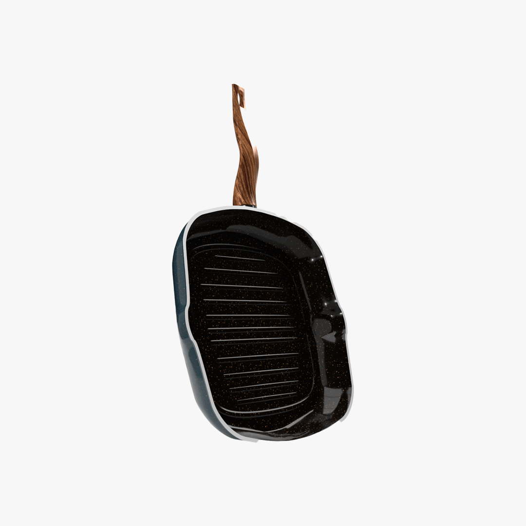 جريل جرانيت لون تركواز مقاس 28  بمقبض خشبي - بريميوم سٌمك  5 مم