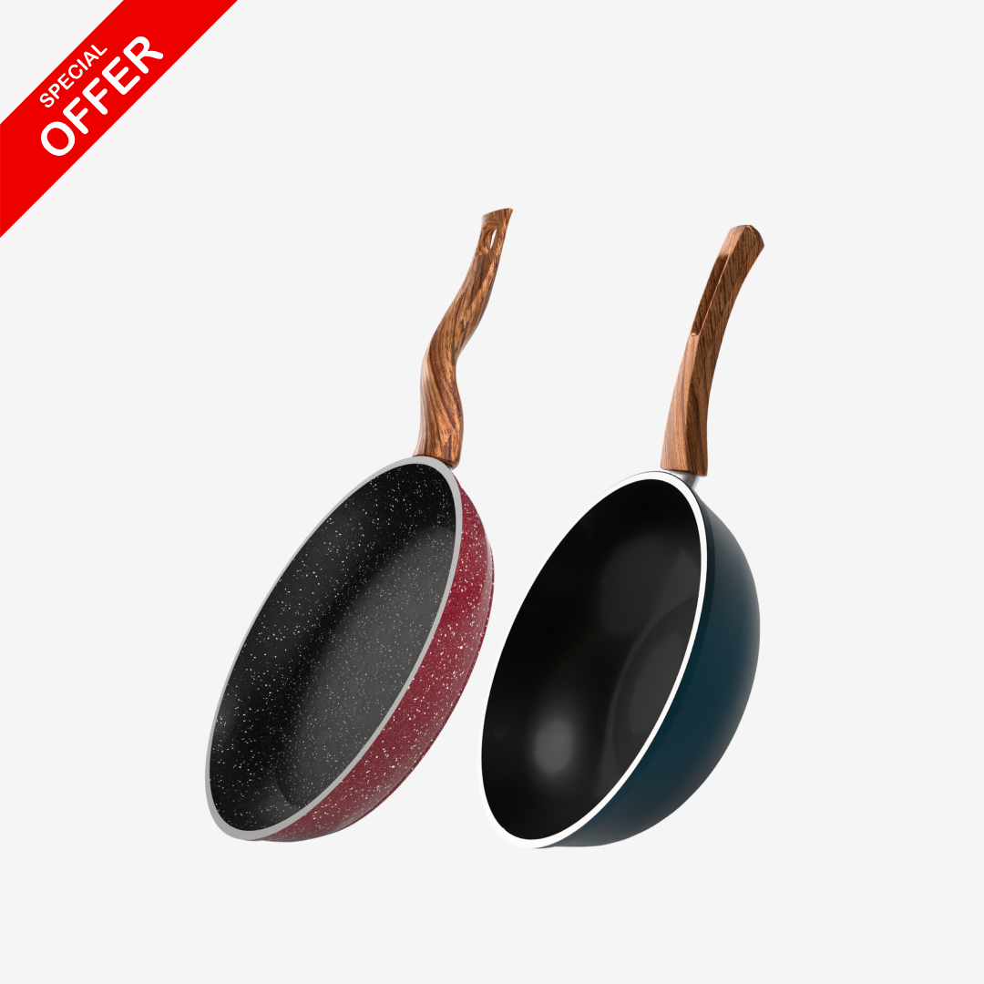 مقلاية جرانيت 28 سم + ووك جرانيت – بريميوم سُمك 5 مم | حسب اللون المتوفر