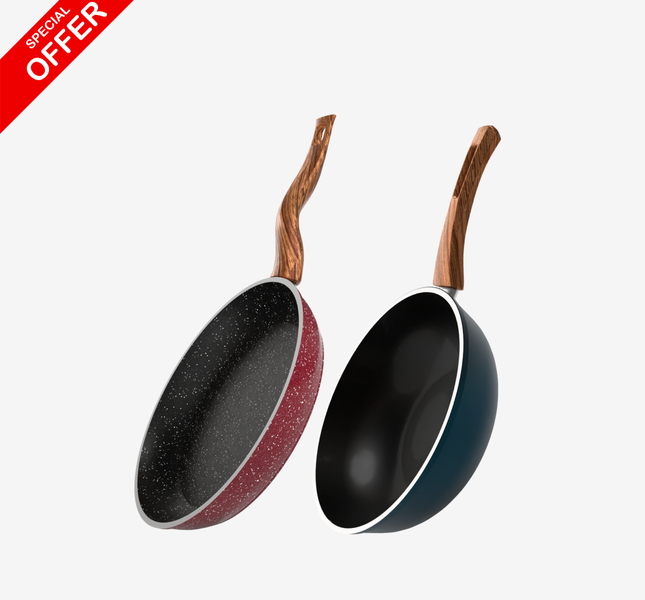 مقلاية جرانيت 28 سم + ووك جرانيت – بريميوم سُمك 5 مم | حسب اللون المتوفر