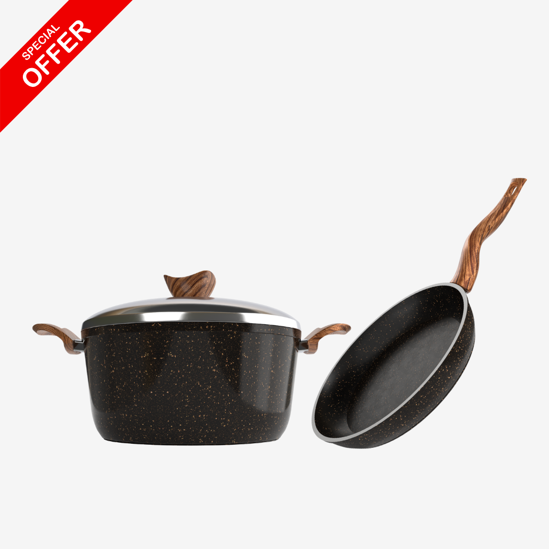 مقلاية جرانيت 28 سم + حلة جرانيت 28 سم – بريميوم سُمك 5 مم | حسب اللون المتوفر