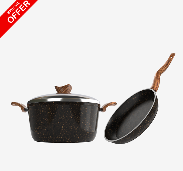 مقلاية جرانيت 28 سم + حلة جرانيت 28 سم – بريميوم سُمك 5 مم | حسب اللون المتوفر