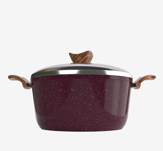 حله جرانيت لون بوردو بمقبض خشبي مقاسات - بريميوم سٌمك  5 مم