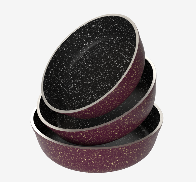 طقم صواني جرانيت بوردو 3 قطع أنيق