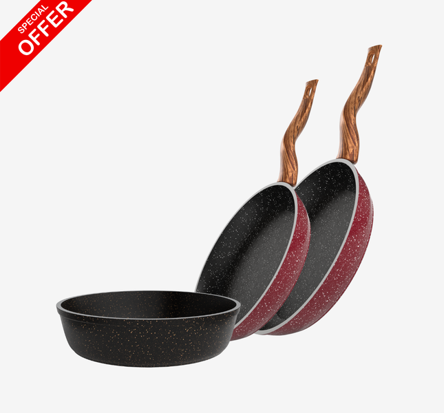 صينية جرانيت 26 سم + مقلاية جرانيت 20 سم + مقلاية جرانيت 24 سم – بريميوم سُمك 5 مم | حسب اللون المتوفر