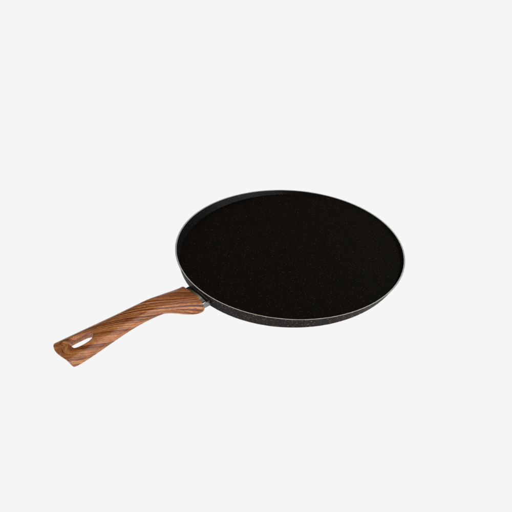 كريب جرانيت لون أسود مقاس 32 بمقبض خشبي - بريميوم سٌمك 4 مم