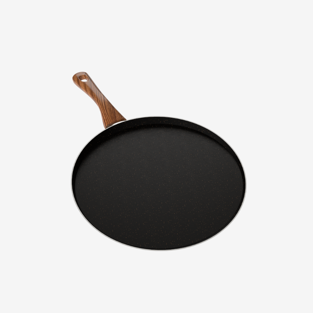 كريب جرانيت لون أسود مقاس 32 بمقبض خشبي - بريميوم سٌمك 4 مم