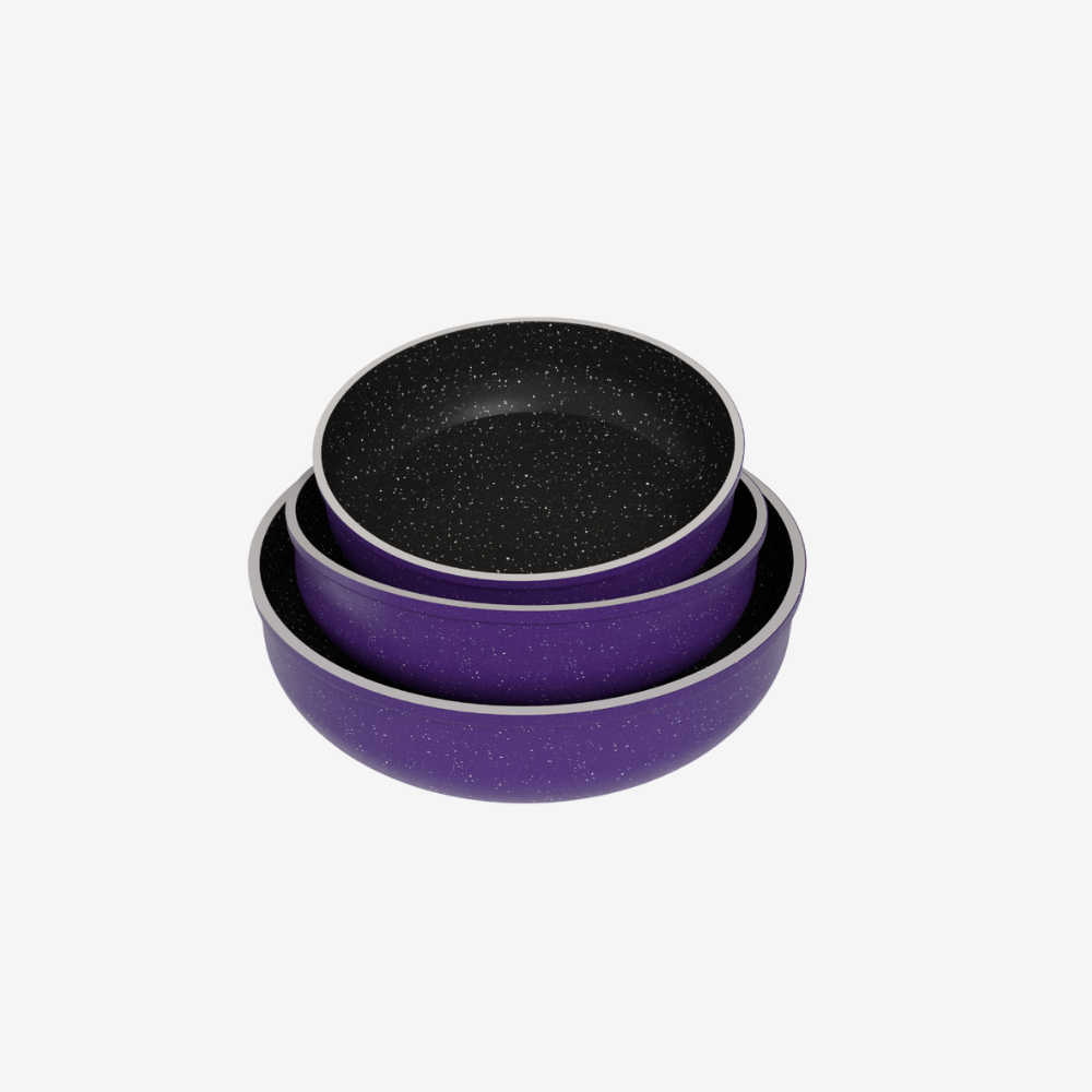 طقم صينية كايا إيطالي جرانيت موف 3 قطع لون لامع 