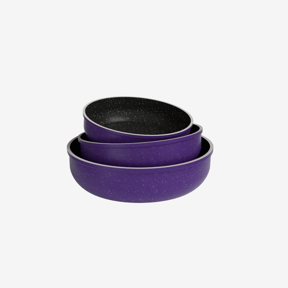 طقم صينية كايا إيطالي جرانيت موف 3 قطع بمتانة عالية 