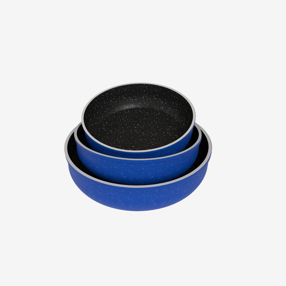 طقم صينية كايا إيطالي جرانيت ازرق 3 قطع تصميم رائع