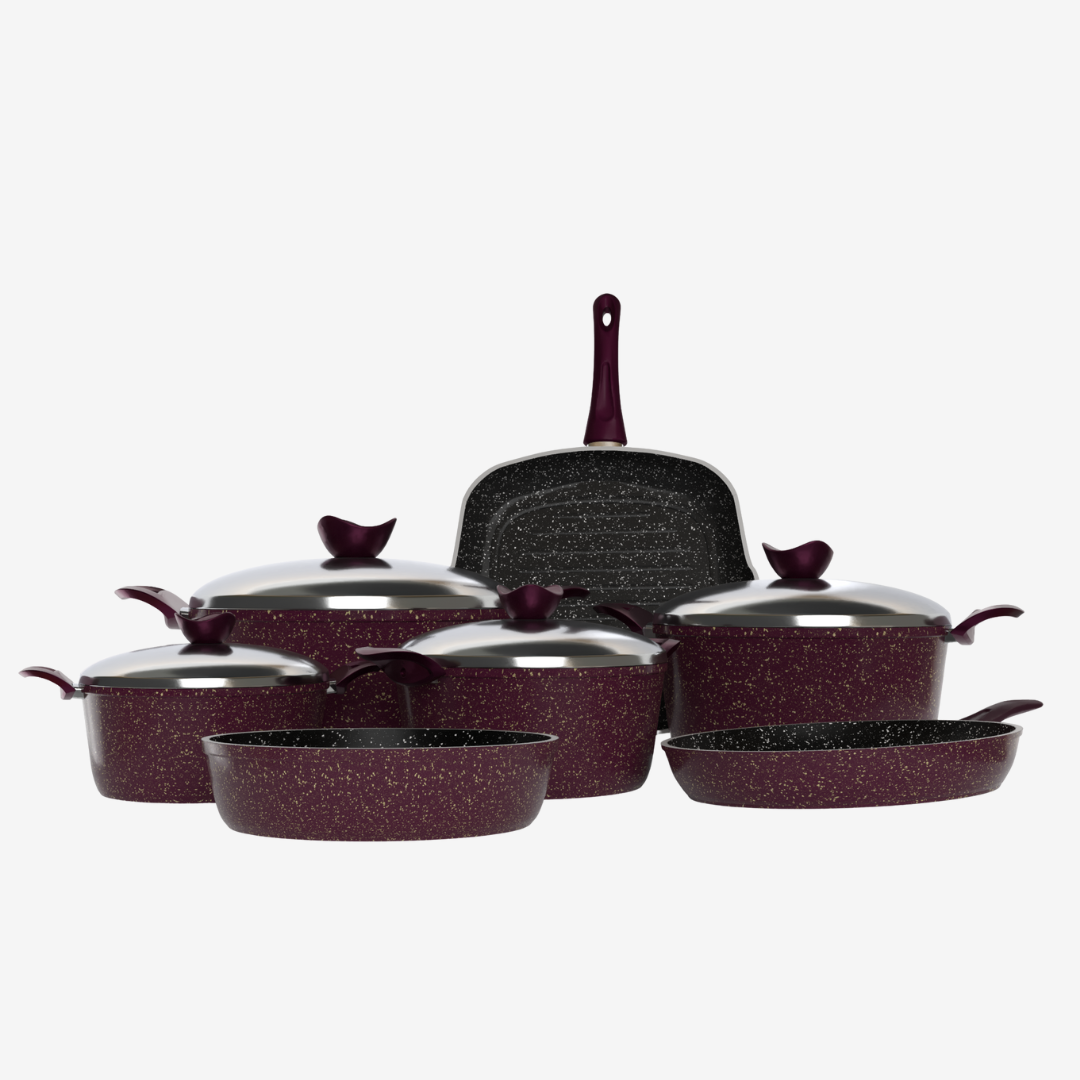 طقم حلل جرانيت بوردو 11 قطعه - سٌمك 5 مم