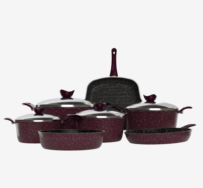 طقم حلل جرانيت بوردو 11 قطعه - سٌمك 5 مم