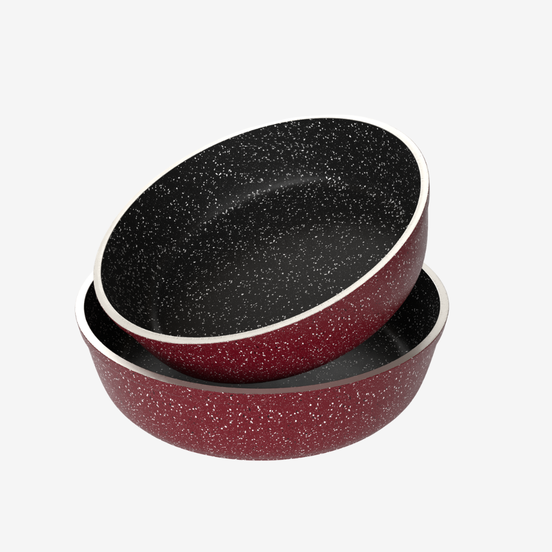 طقم صينيه جرانيت احمر 2 قطعه - بريميوم سٌمك  5 مم