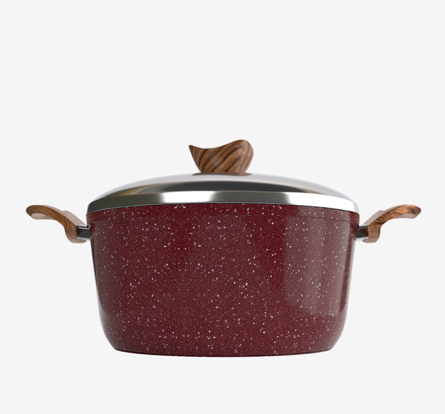 حله جرانيت لون احمر بمقبض خشبي مقاسات - بريميوم سٌمك  5 مم