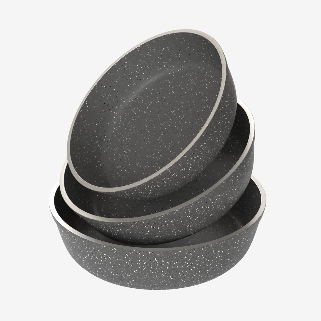 طقم صواني جرانيت رمادي 3 قطع 