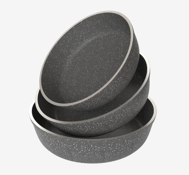 طقم صواني جرانيت رمادي 3 قطع 