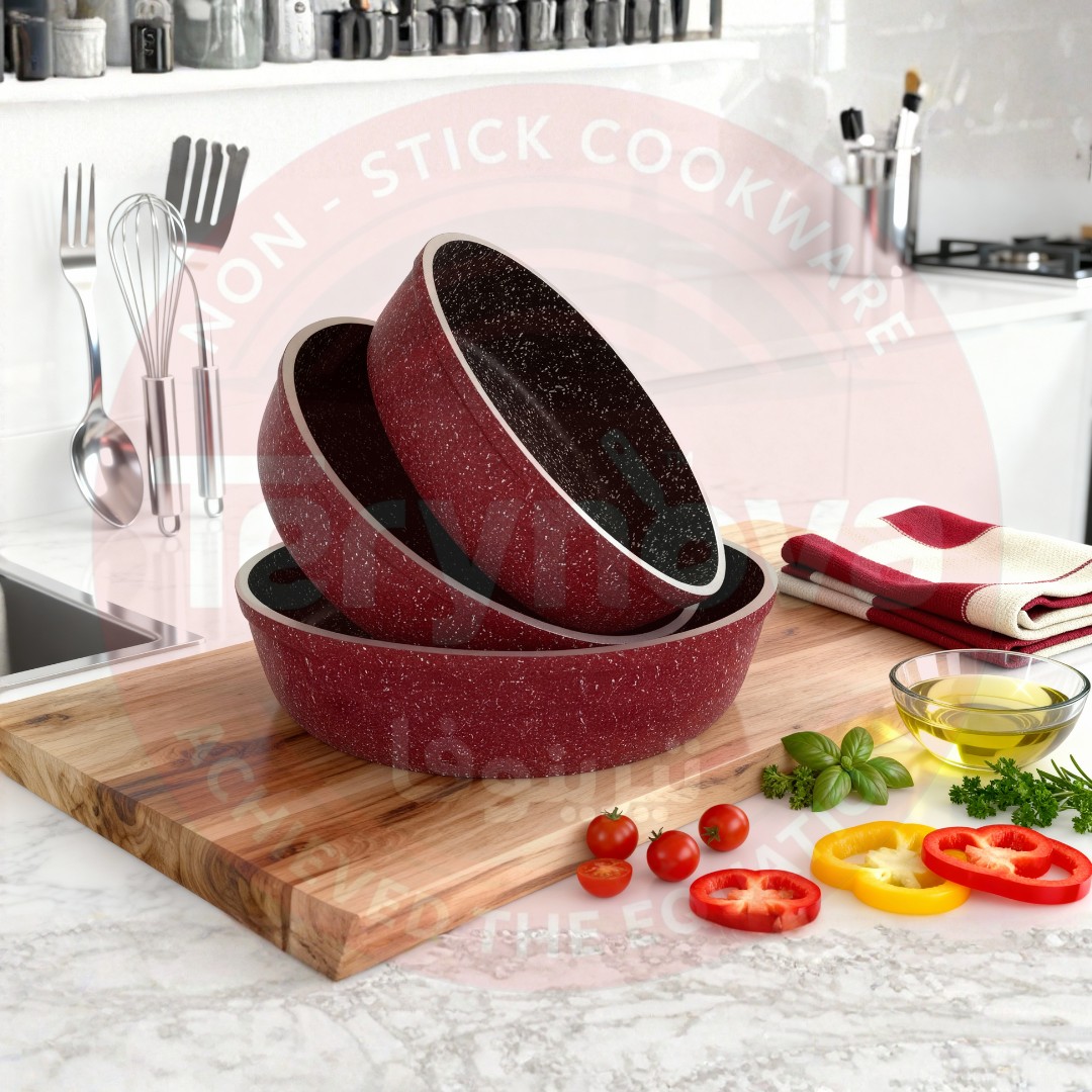 طقم صينية جرانيت احمر 3 قطع - سوبر سٌمك  4 مم
