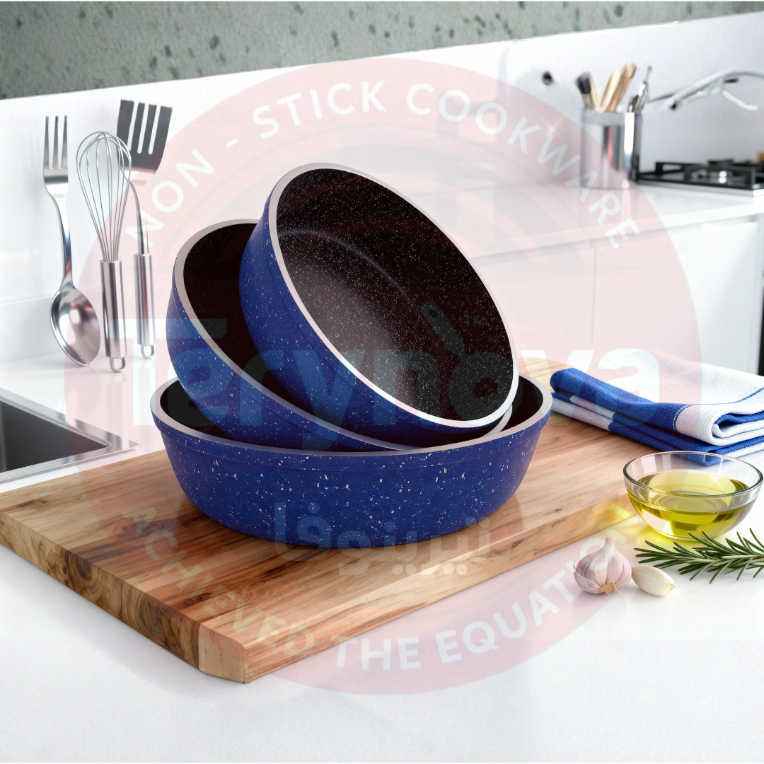طقم صينية جرانيت ازرق 3 قطع - بريميوم سٌمك  5 مم