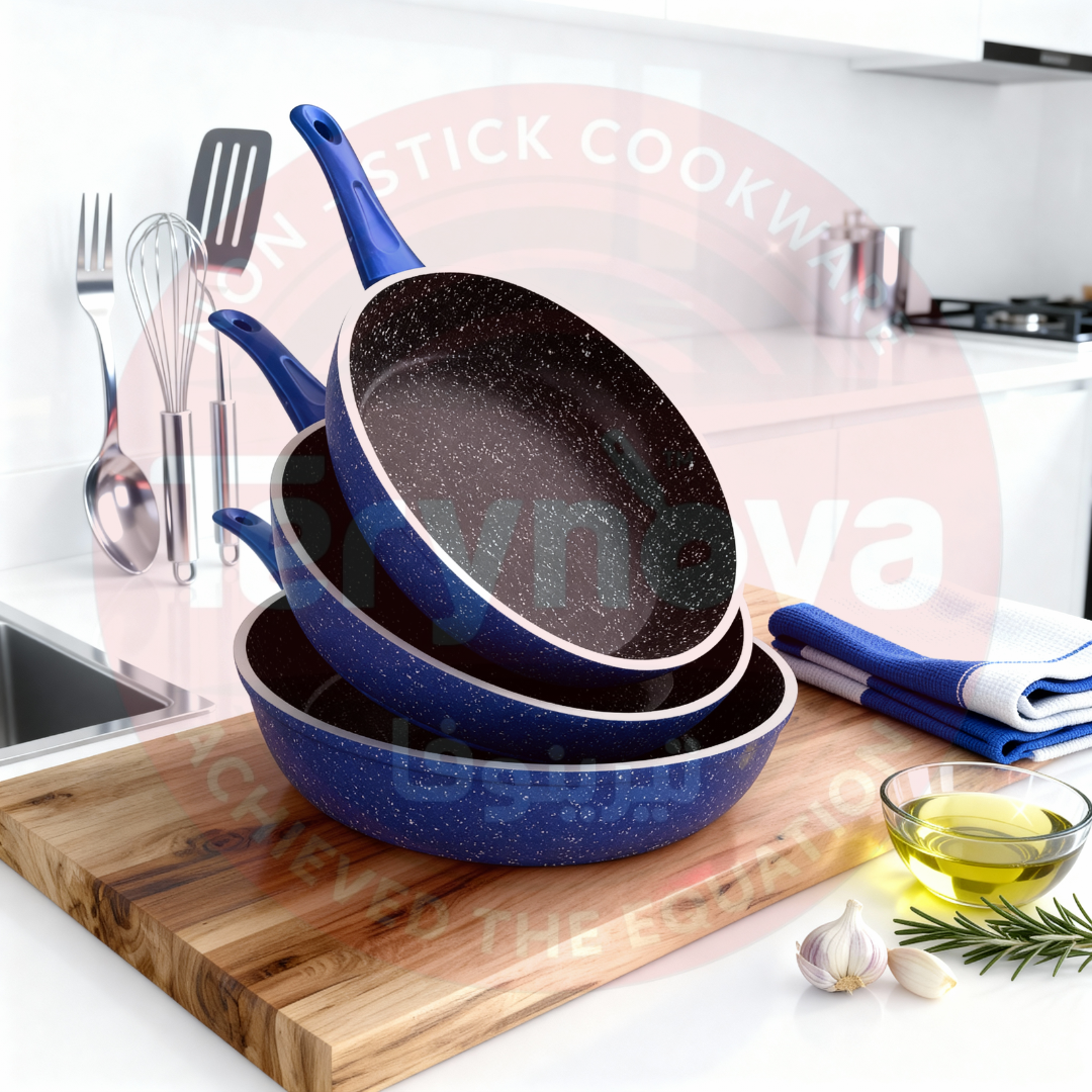 طقم مقلاية كايا ايطالي جرانيت ازرق 3 قطع - سٌمك 3 مم