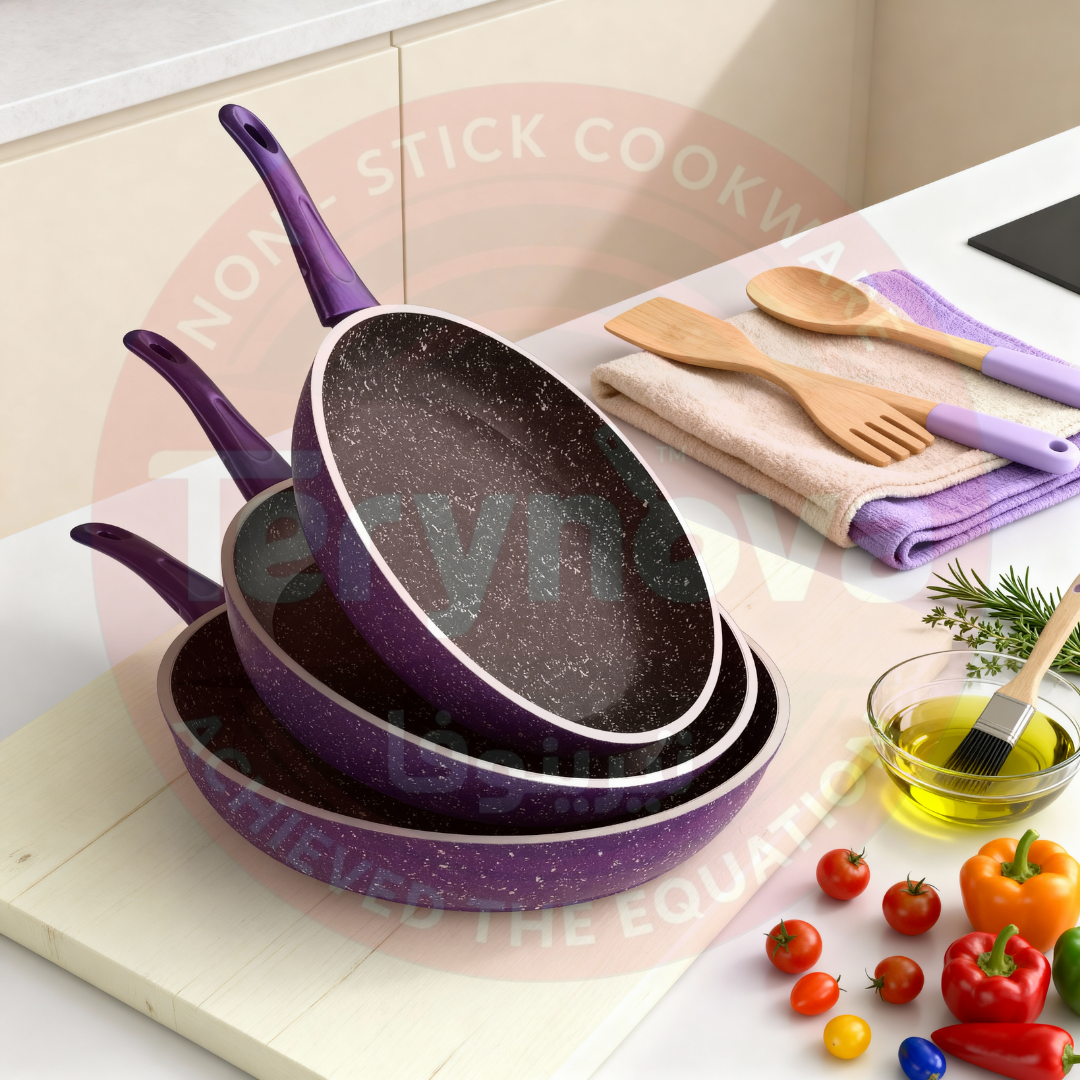 طقم مقلاية كايا ايطالي جرانيت موف 3 قطع - سٌمك 3 مم