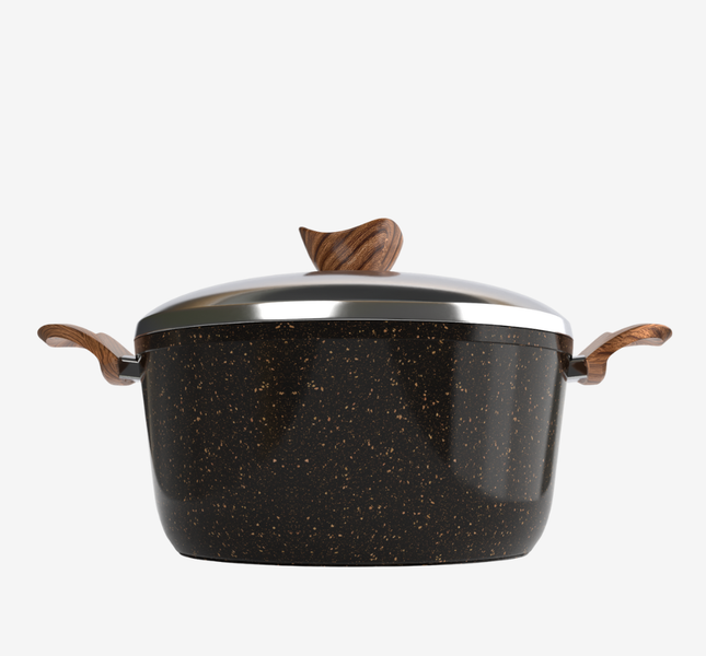 حله جرانيت لون اسود بمقبض خشبي مقاسات - بريميوم سٌمك  5 مم