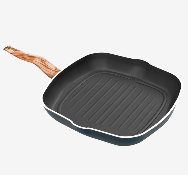 جريل تيفال لون تركواز مقاس 28  بمقبض خشبي - بريميوم سٌمك  5 مم