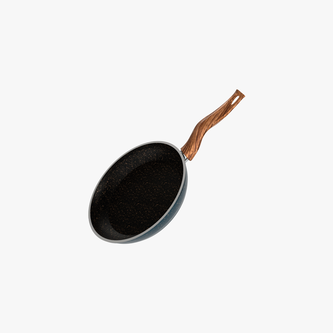 مقلاية جرانيت لون تركواز بمقبض خشبي مقاسات - بريميوم سٌمك  5 مم