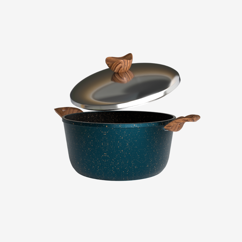 حله جرانيت لون تركواز بمقبض خشبي مقاسات - بريميوم سٌمك  5 مم