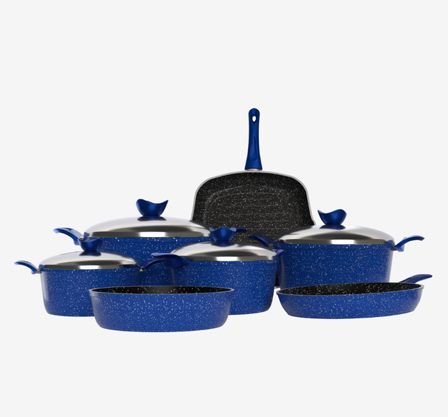 طقم حلل جرانيت ازرق 11 قطعه - سٌمك 5 مم