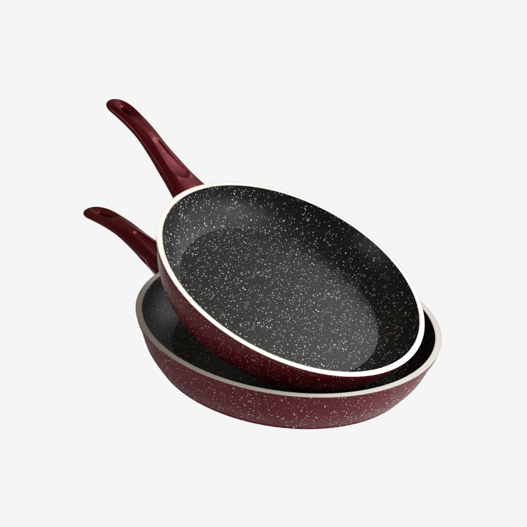 طقم مقلاية جرانيت احمر 2 قطعه - بريميوم سٌمك  5 مم