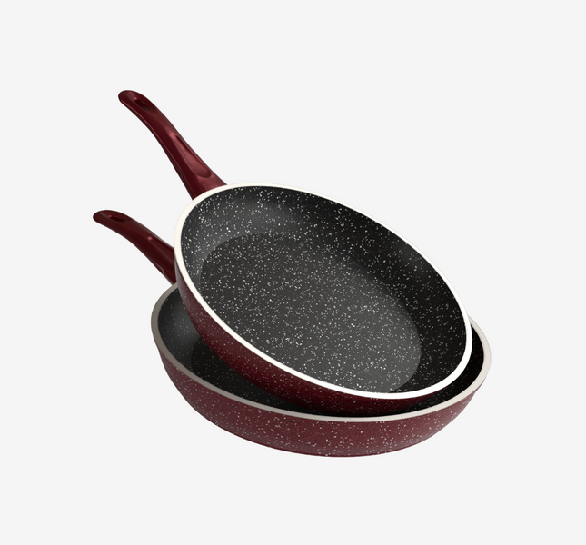 طقم مقلاية جرانيت احمر 2 قطعه - بريميوم سٌمك  5 مم