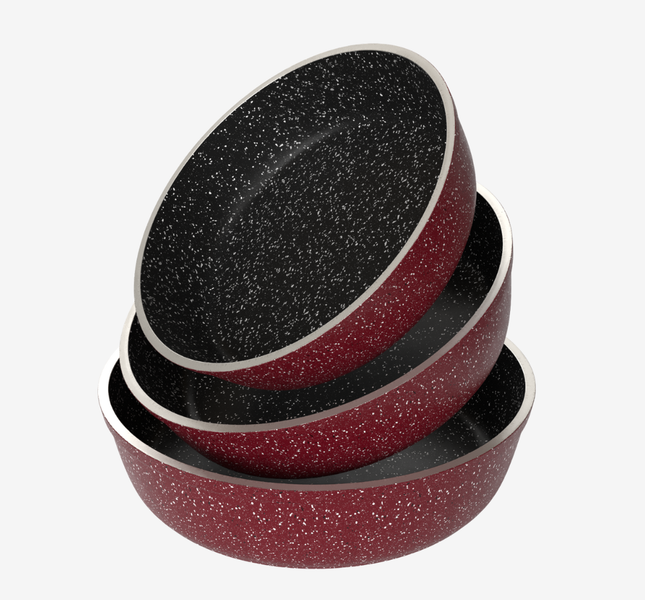 طقم صينية جرانيت احمر 3 قطع - بريميوم سٌمك  5 مم