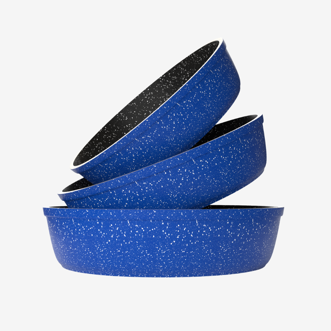 طقم صينية جرانيت ازرق 3 قطع - بريميوم سٌمك  5 مم