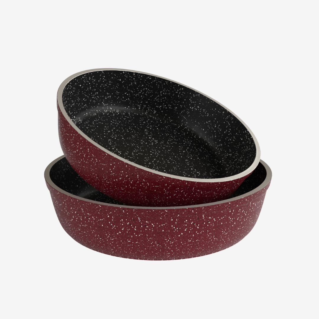 طقم صينيه جرانيت احمر 2 قطعه - سوبر سٌمك 4 مم