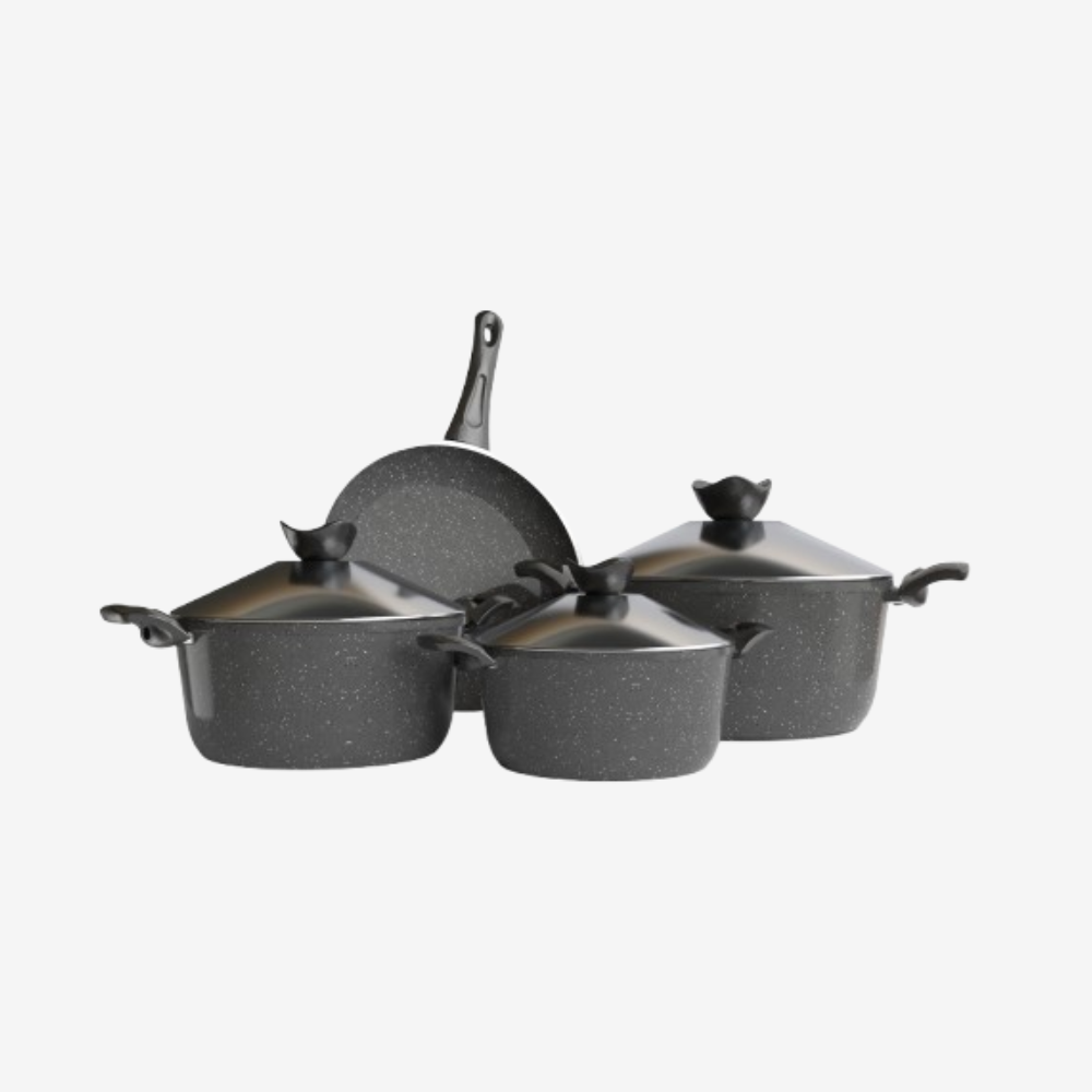 طقم حلل جرانيت رمادي 7 قطع بمقلاية - سوبر سٌمك 4 مم