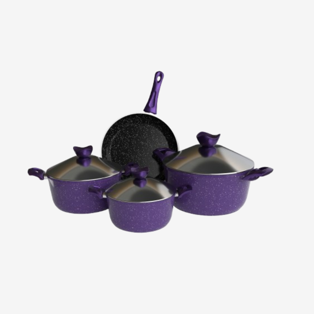 طقم حلل جرانيت موف 7 قطع بمقلاية - سوبر سٌمك 4 مم