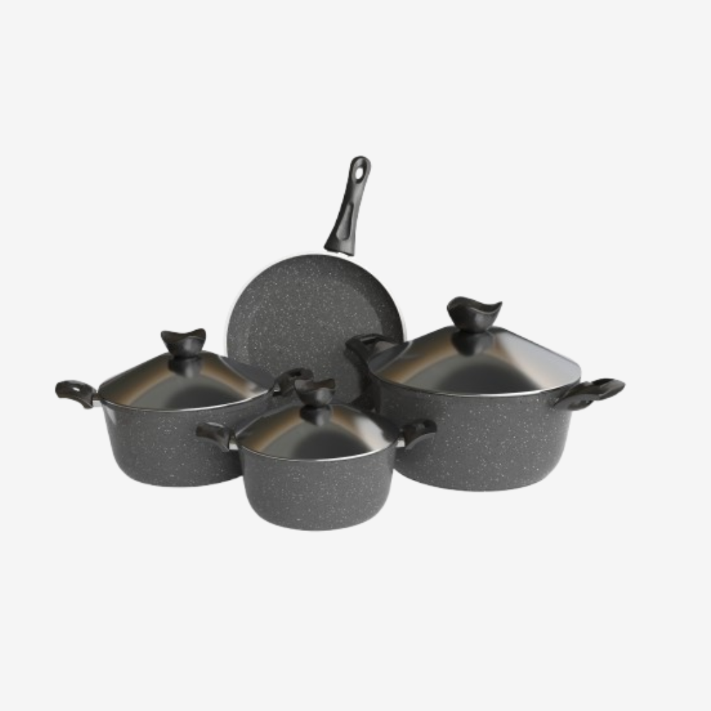 طقم حلل جرانيت رمادي 7 قطع بمقلاية - سوبر سٌمك 4 مم