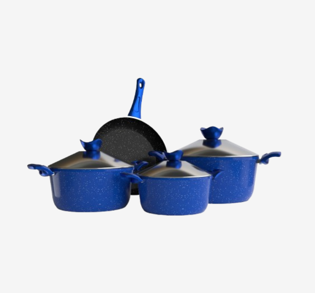 طقم حلل جرانيت ازرق 7 قطع بمقلاية - سوبر سٌمك 4 مم