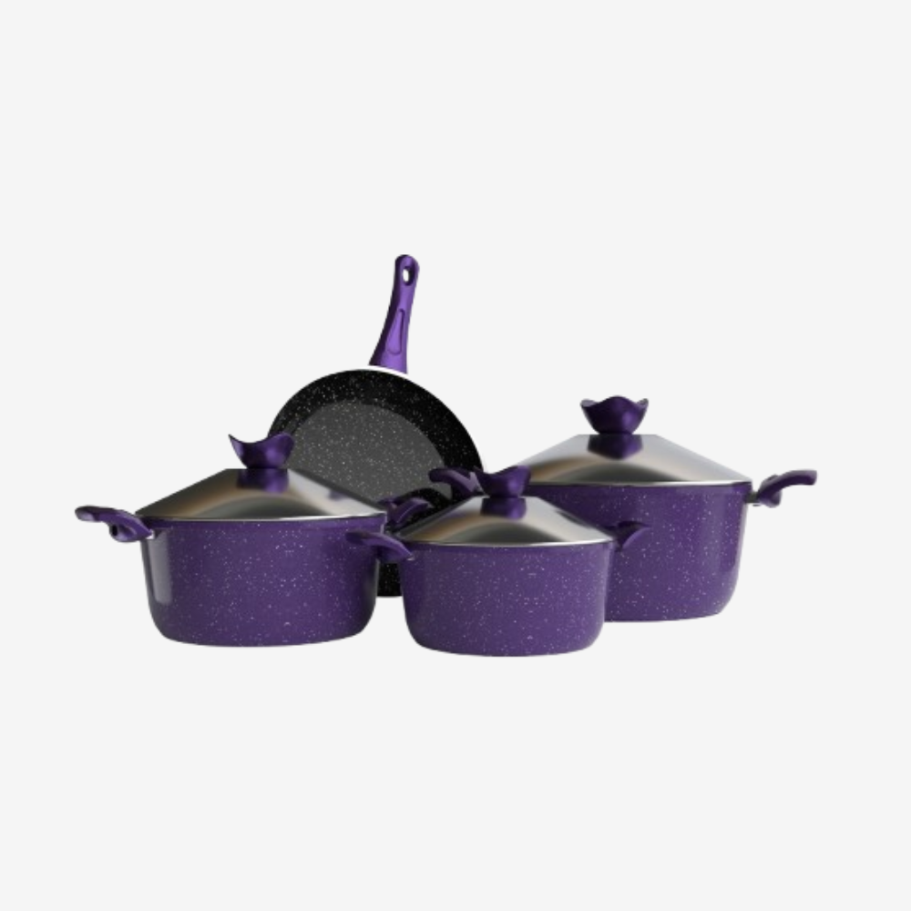 طقم حلل جرانيت موف 7 قطع بمقلاية - سوبر سٌمك 4 مم