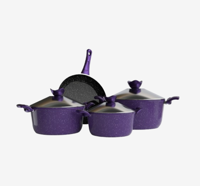 طقم حلل جرانيت موف 7 قطع بمقلاية - سوبر سٌمك 4 مم