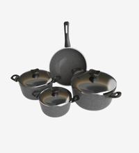 طقم حلل جرانيت رمادي 7 قطع و ووك مميز جدا