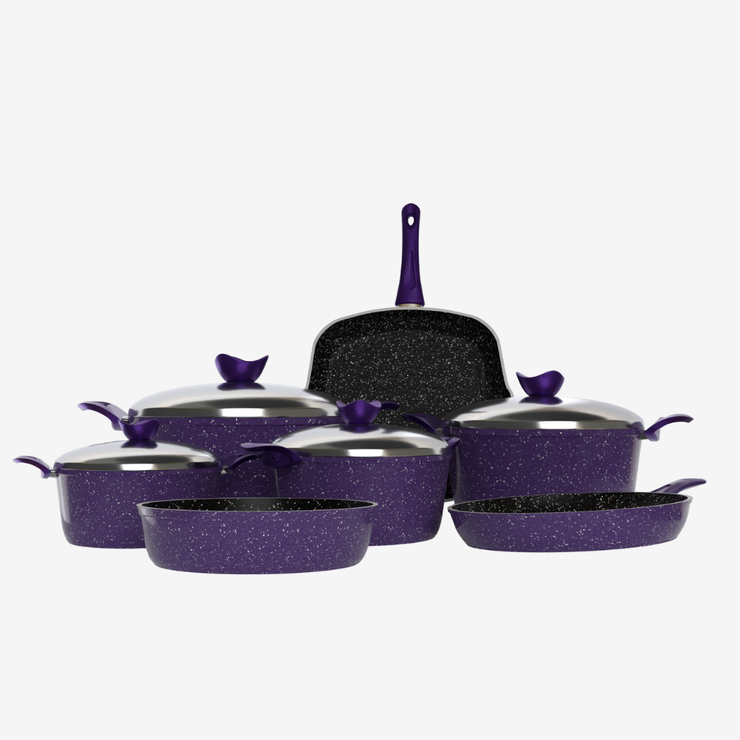 طقم حلل جرانبت موف 11 قطعه - سٌمك 5 مم