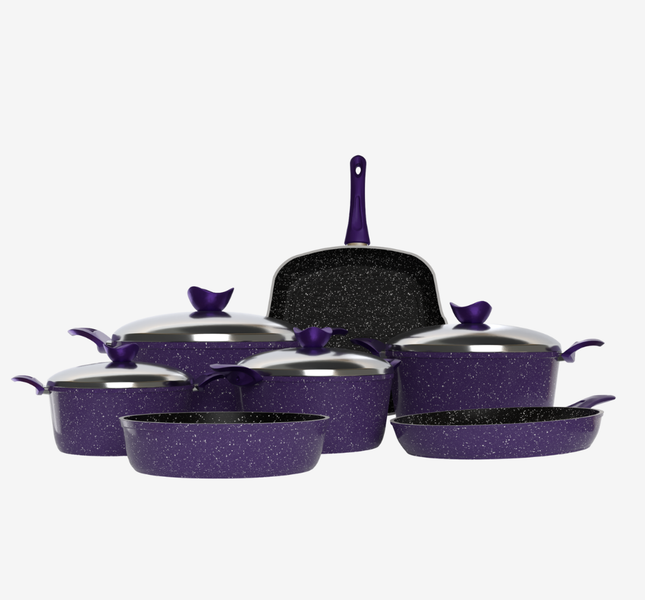 طقم حلل جرانبت موف 11 قطعه - سٌمك 5 مم