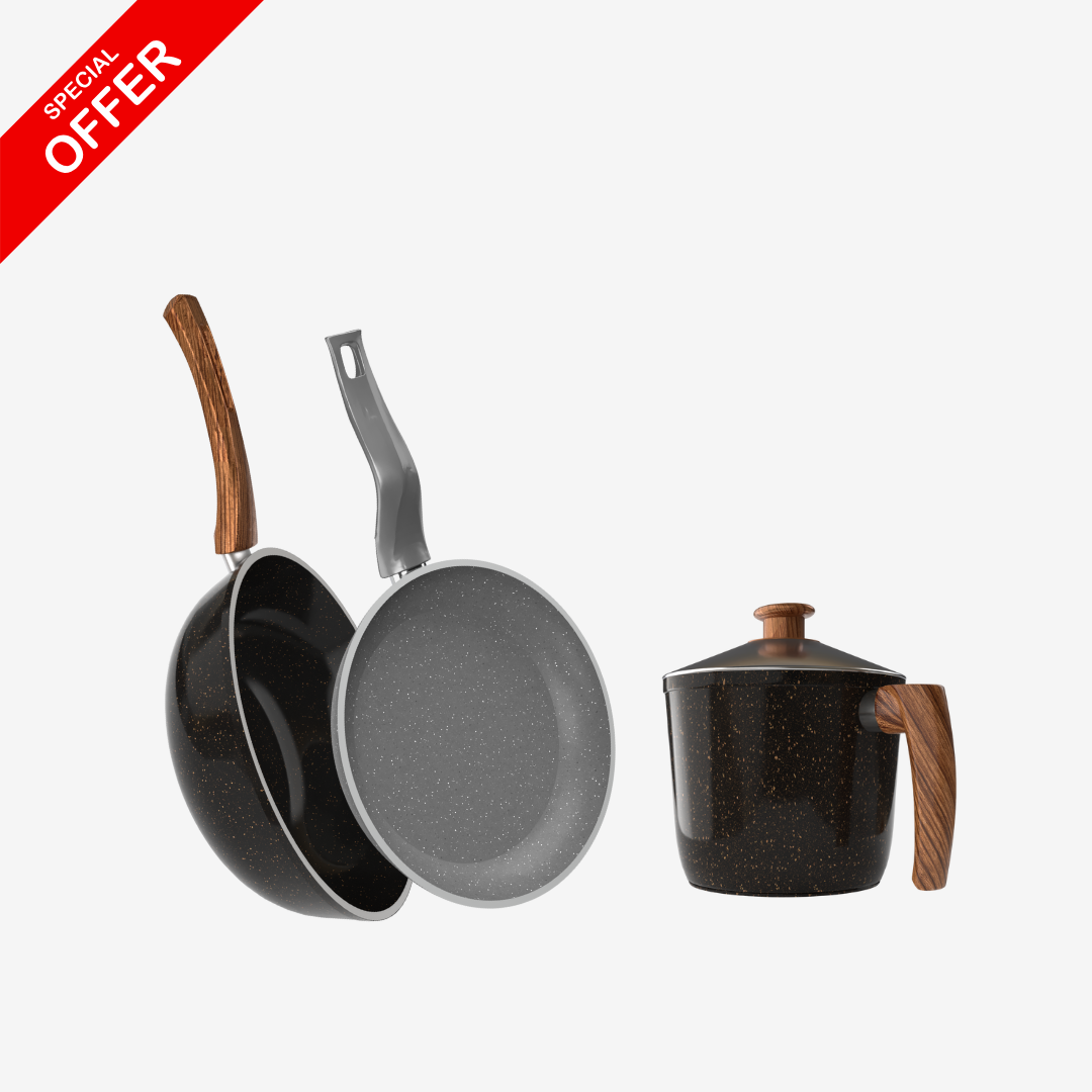 مقلاية جرانيت 28 سم + ووك جرانيت + لبانة جرانيت – بريميوم سُمك 5 مم | حسب اللون المتوفر